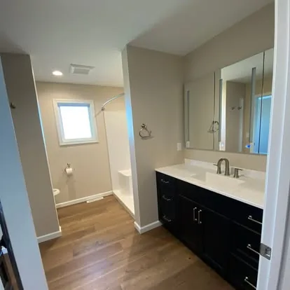 A clean bathroom in a rental unit ready for a new tenant