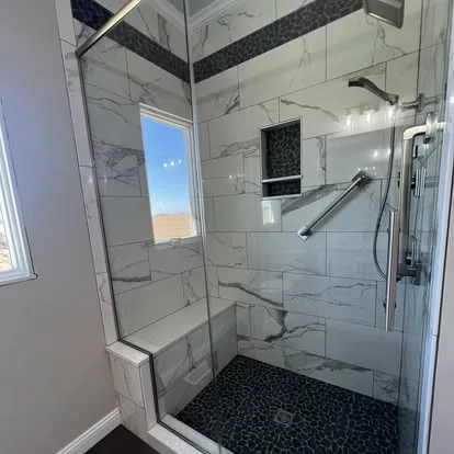 A freshly cleaned walk-in shower