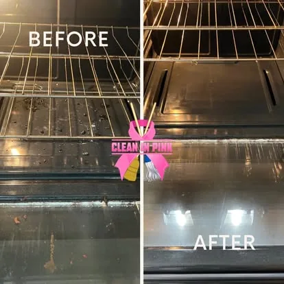 Before and after of oven racks cleaned